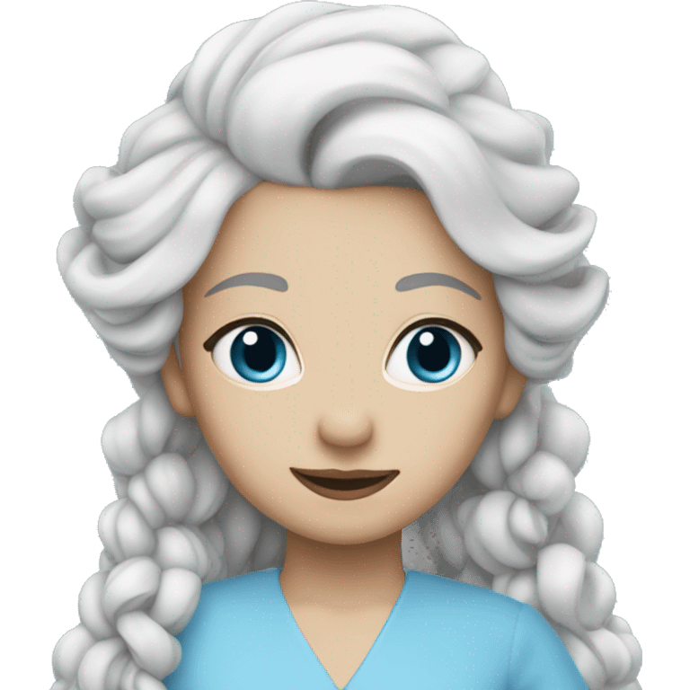 girl with white hair wearing sky blue queens dress emoji