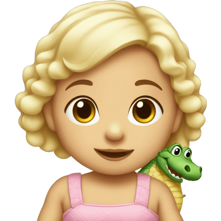 Baby girl on alligator  emoji