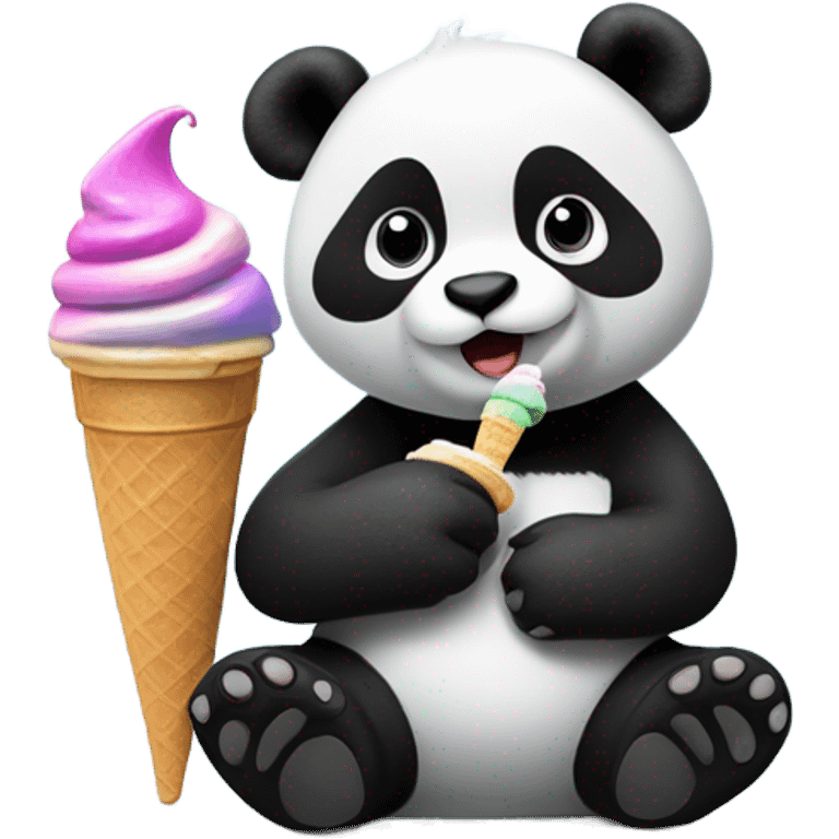 Panda eating ice cream emoji