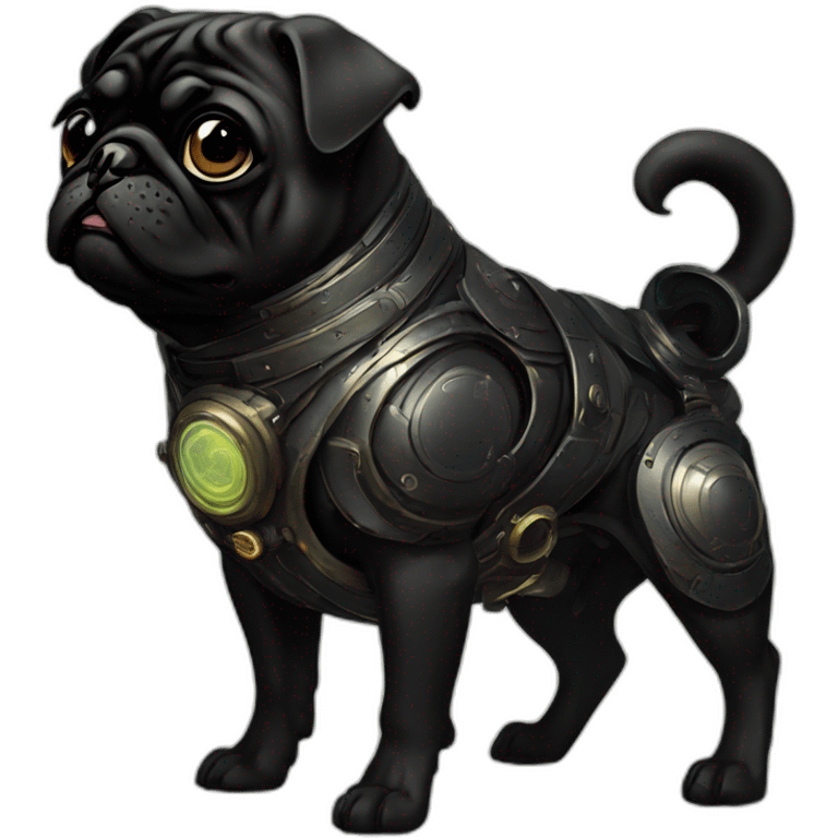 A cyberpunk black pug in Art Nouveau style during 1910 emoji