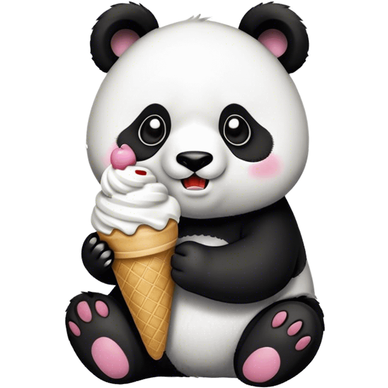 Panda eating ice cream emoji