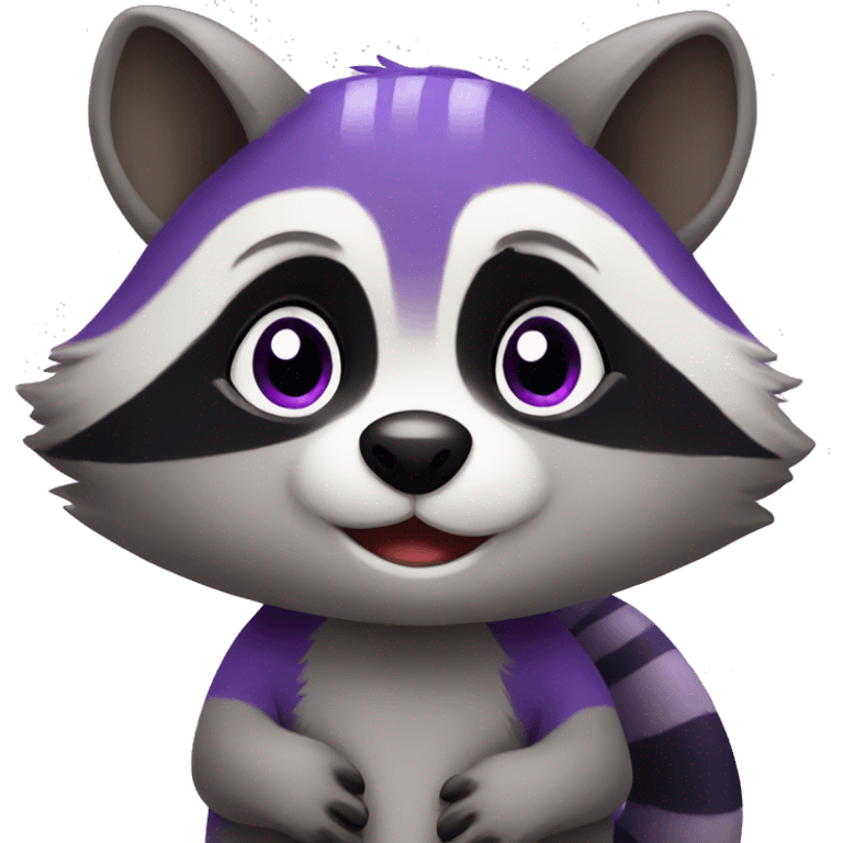 Cute violet raccoon LOVE emoji