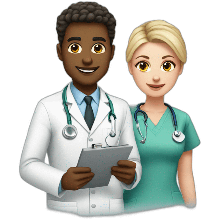 Young white Neurologist and gynecologist in love emoji