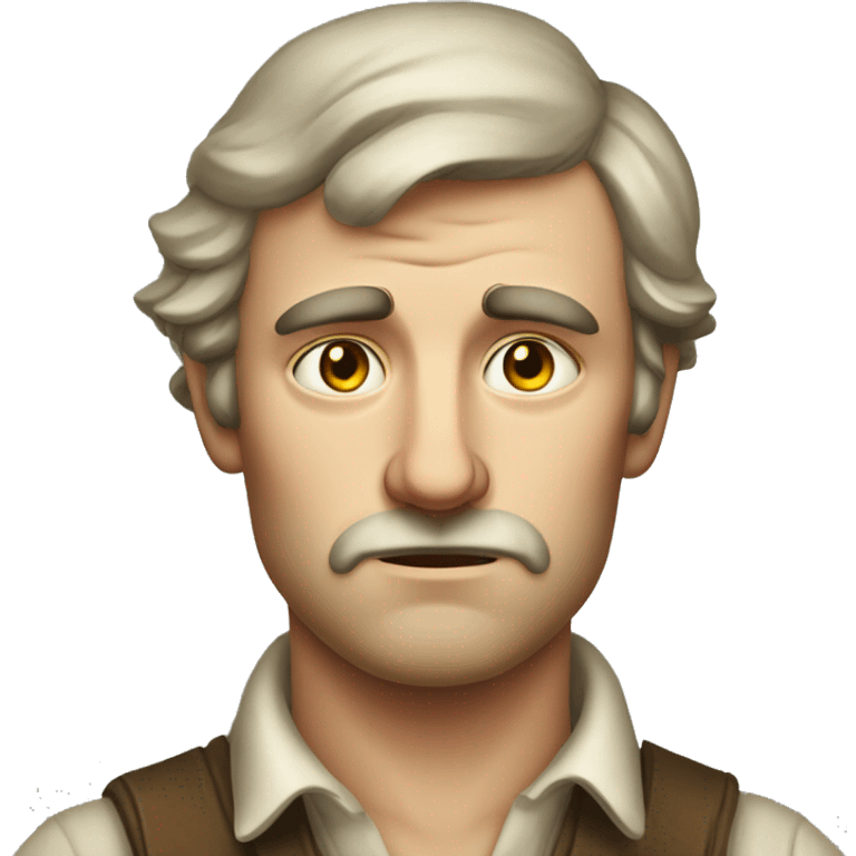 sad, handsome white man, 1800s, poor farmer, no mustache  emoji