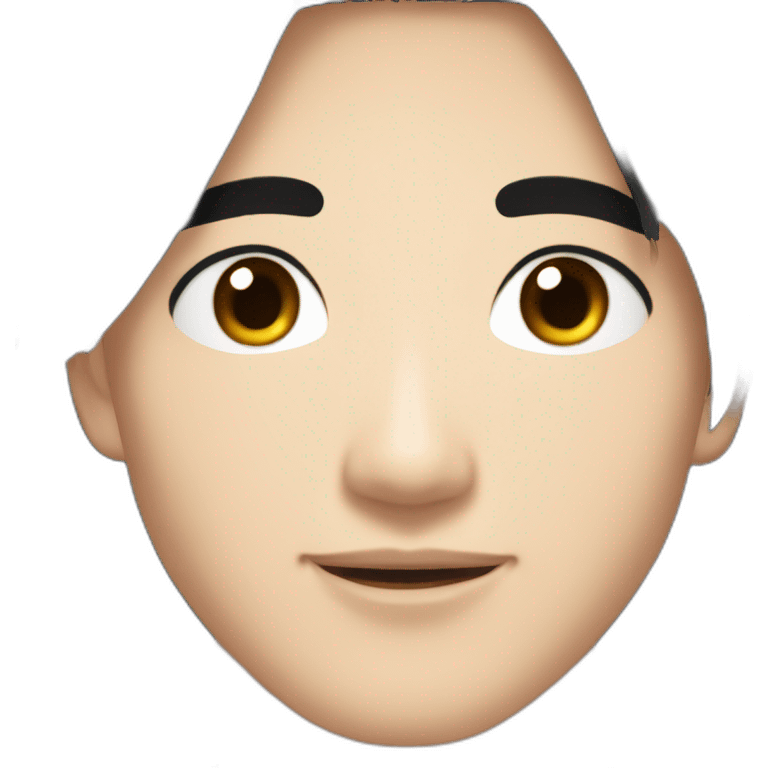 Sexy asian man with jet black hair sparkling eyes and rosy cheeks emoji