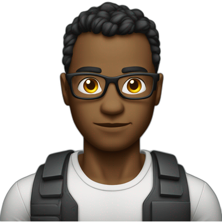 Dark featured realistic muscular nerd on computer coding  emoji