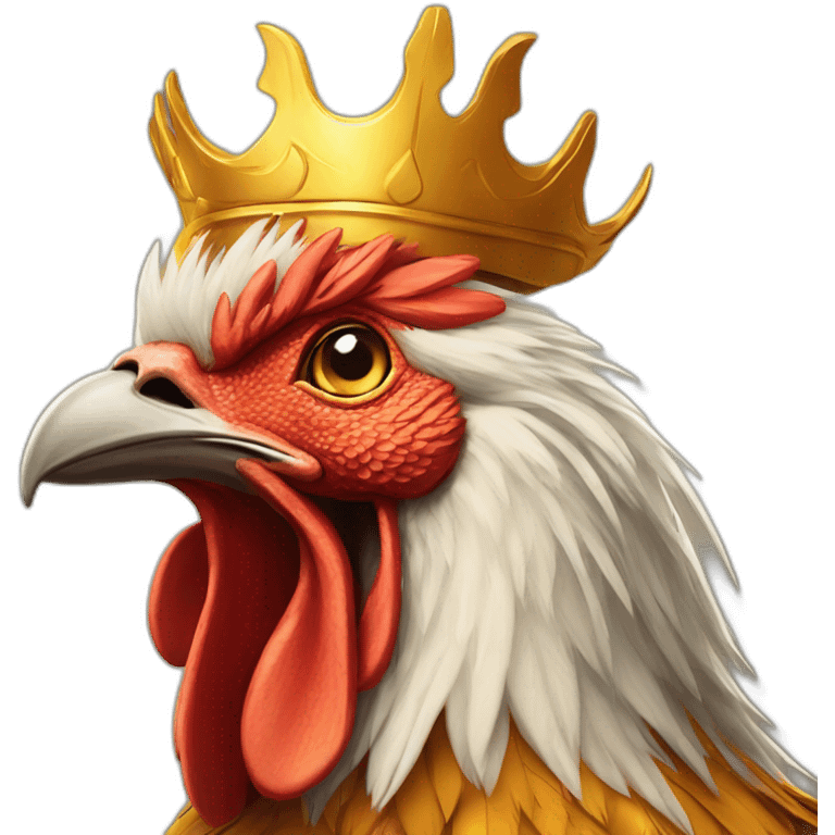 proud and howling golden phoenix rooster with a crown on its head emoji