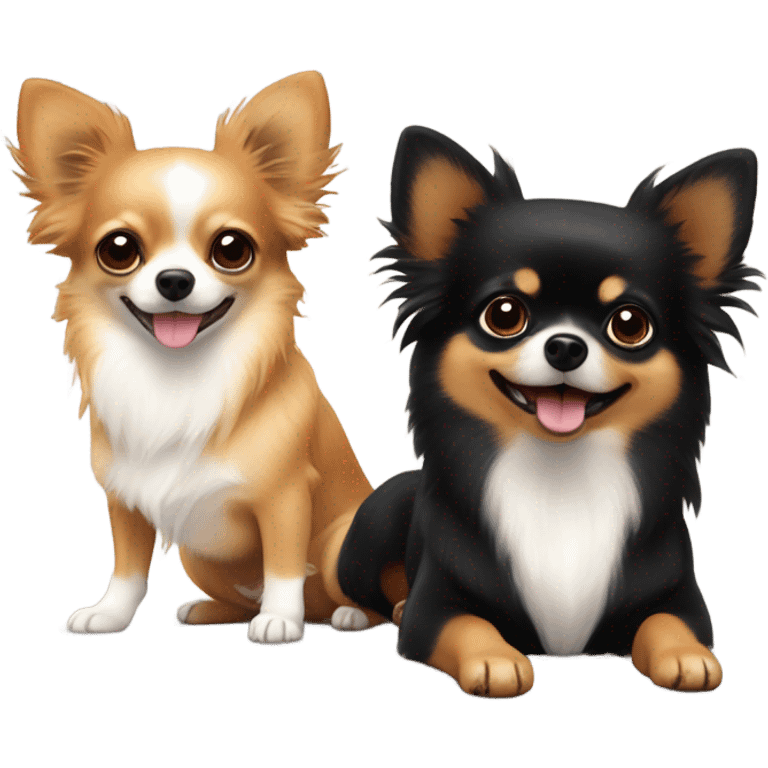 2 chihuahuas and 1 black & tan pomeranian playing  emoji