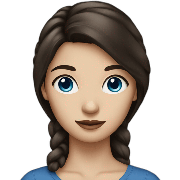 woman with dark brown hair and blue eyes emoji