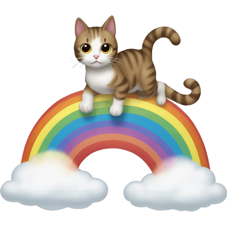 Cat riding rainbow emoji