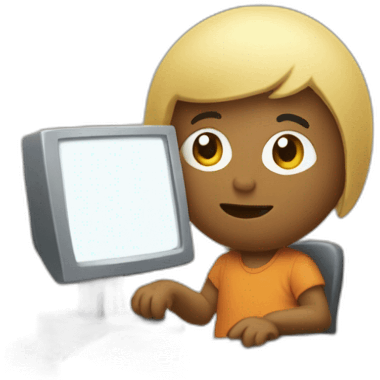 chico usando computadora emoji