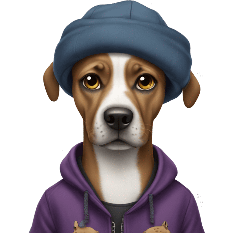 Dog wearing gang clothes emoji