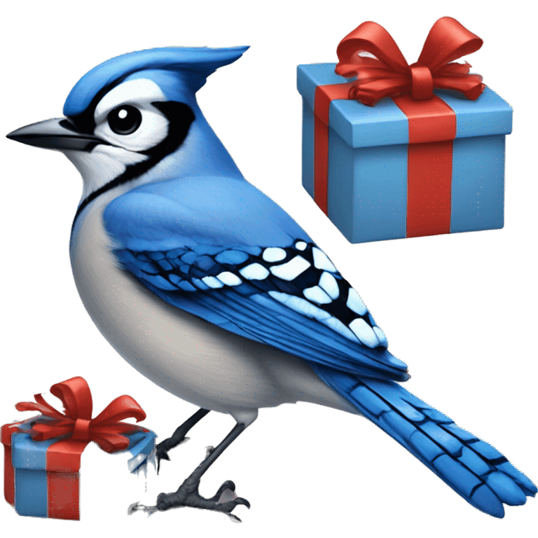 Blue Jay on a Present emoji