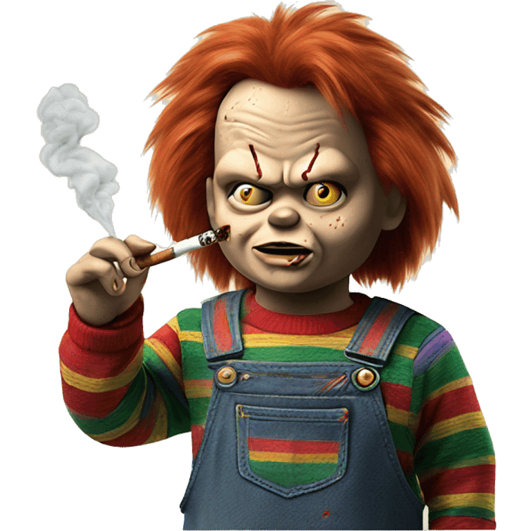 Chucky smoking a rolled cbd blunt emoji