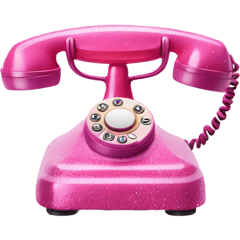 Pink ombre retro phone with glitter  emoji