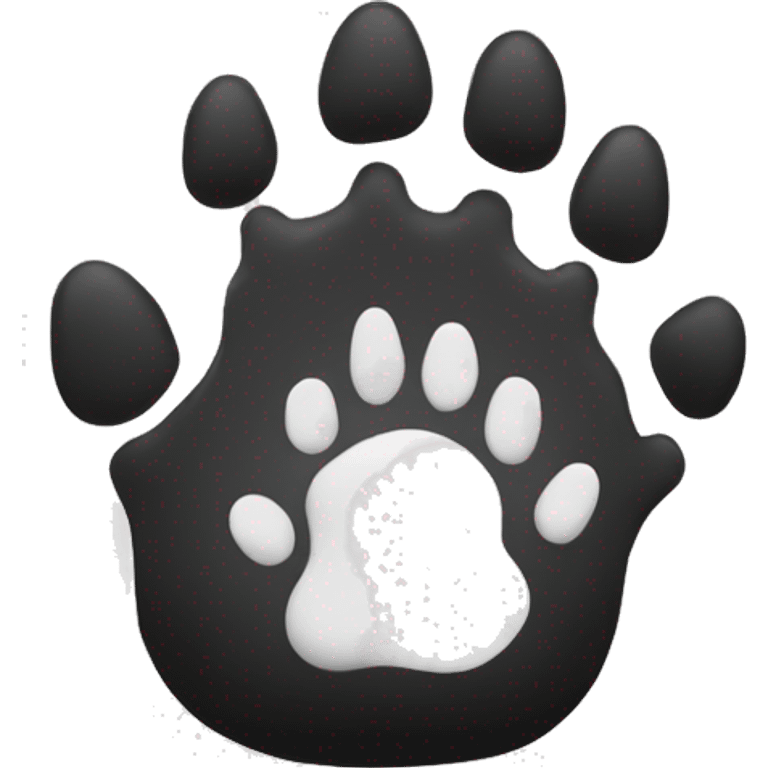 Polydactyl cat foot . Black and white  emoji