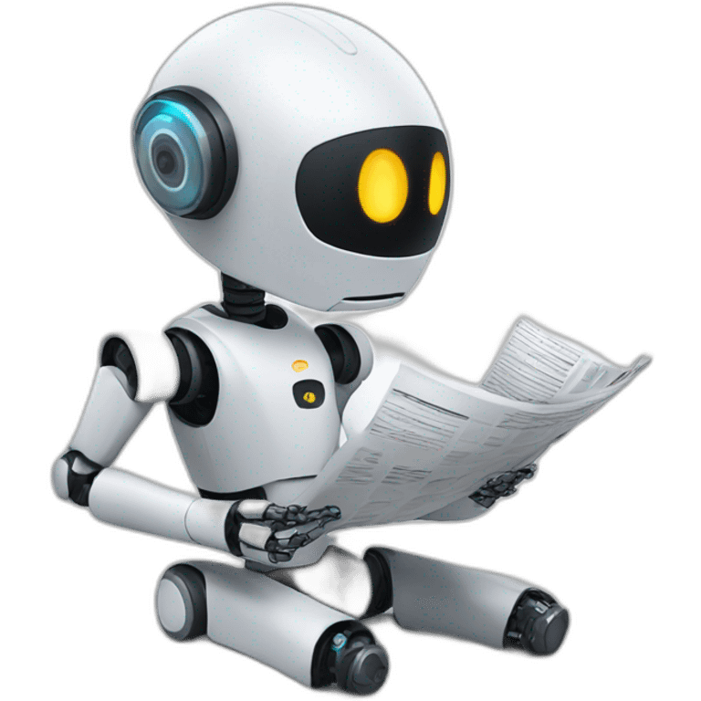 an AI robot reading news emoji