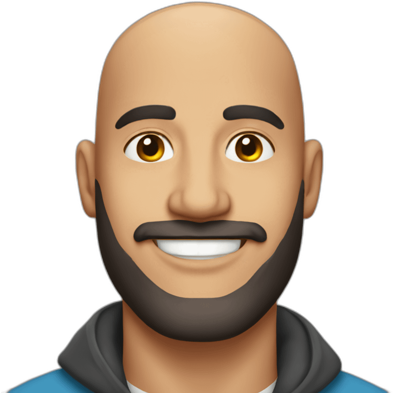 bald tunisian man in his 40 with a small beard and he smiling emoji