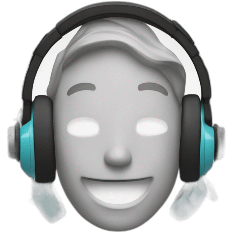 Headset with an analytics dashboard and music notes: illustrating the refinement of artists' online presence. emoji