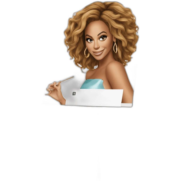 Beyoncé avec un panneau écrit natalie emoji