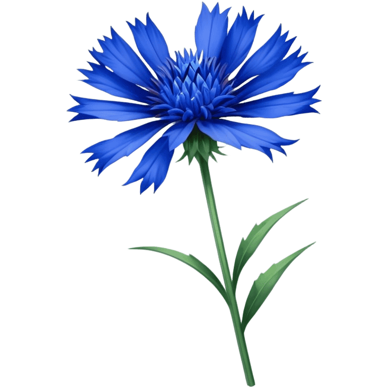 single blue Cornflower, straight stem emoji