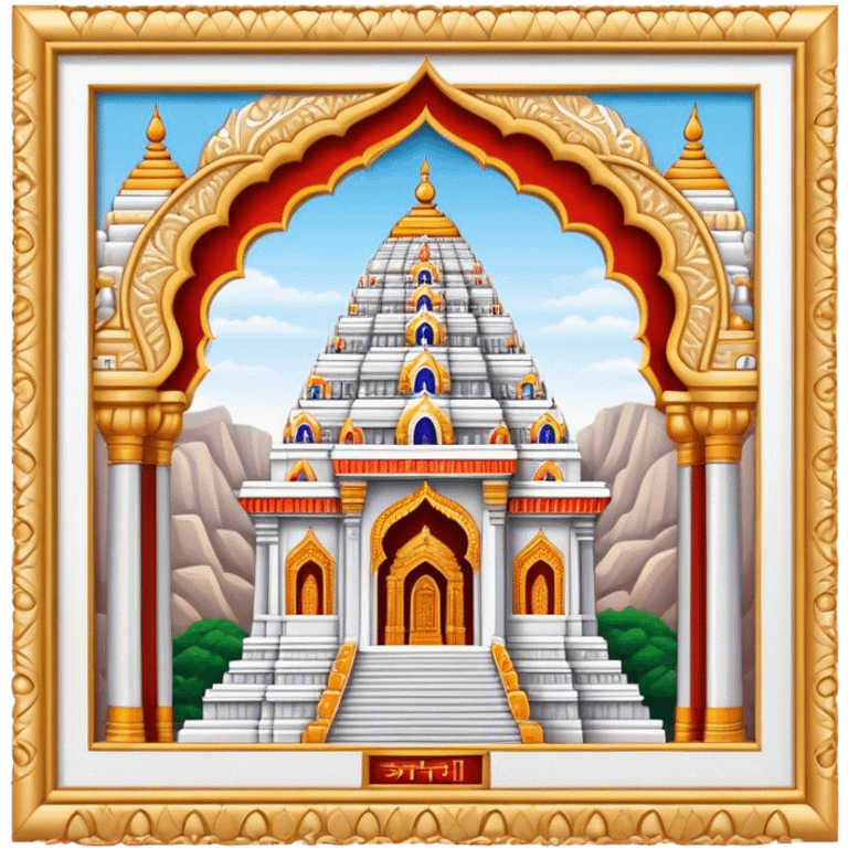 Cinematic Realistic Tirupati Balaji Temple Landmark Emoji, depicted with intricate carvings and spiritual aura rendered with lifelike detail and radiant, divine lighting. emoji