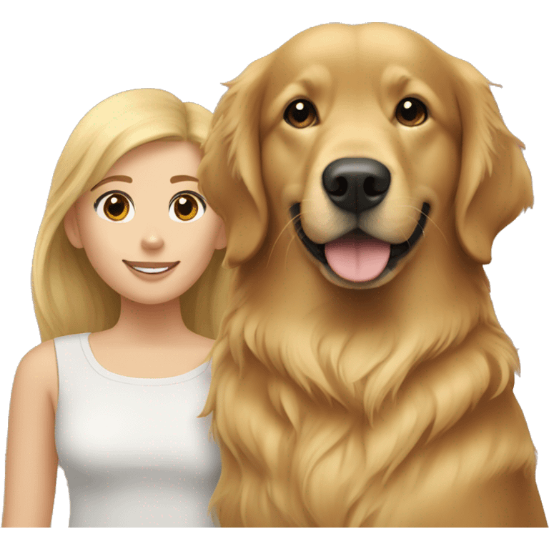 golden retriever with brunette girl  emoji