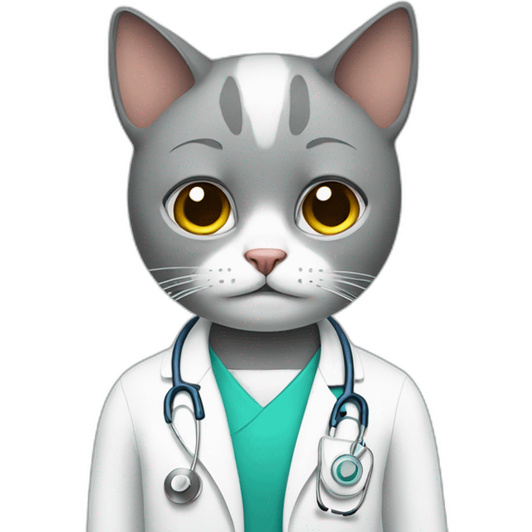 Cat doctor looks sad and cry emoji