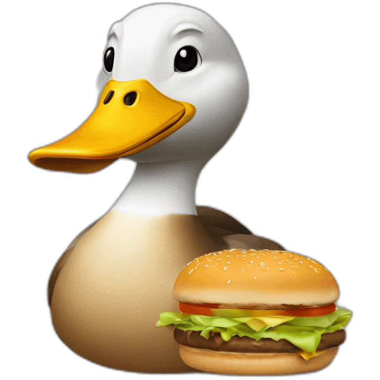 Un canard qui mange un hamburger emoji