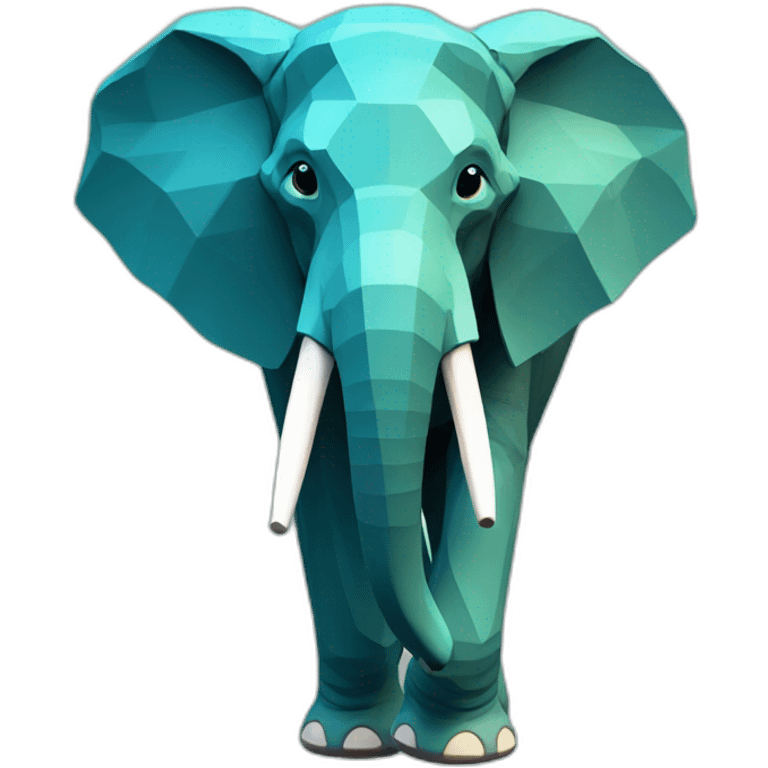 Teal blue elephant low poly emoji