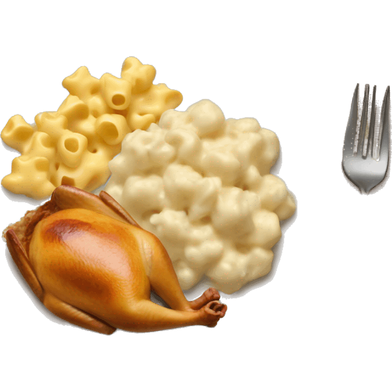 Plate of turkey, mac and cheese, stuffing, and mashed potatoes emoji