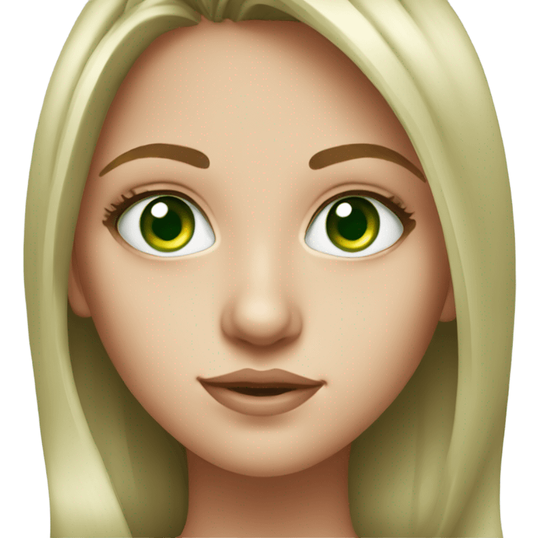 realistic portrait of girl green eyes emoji