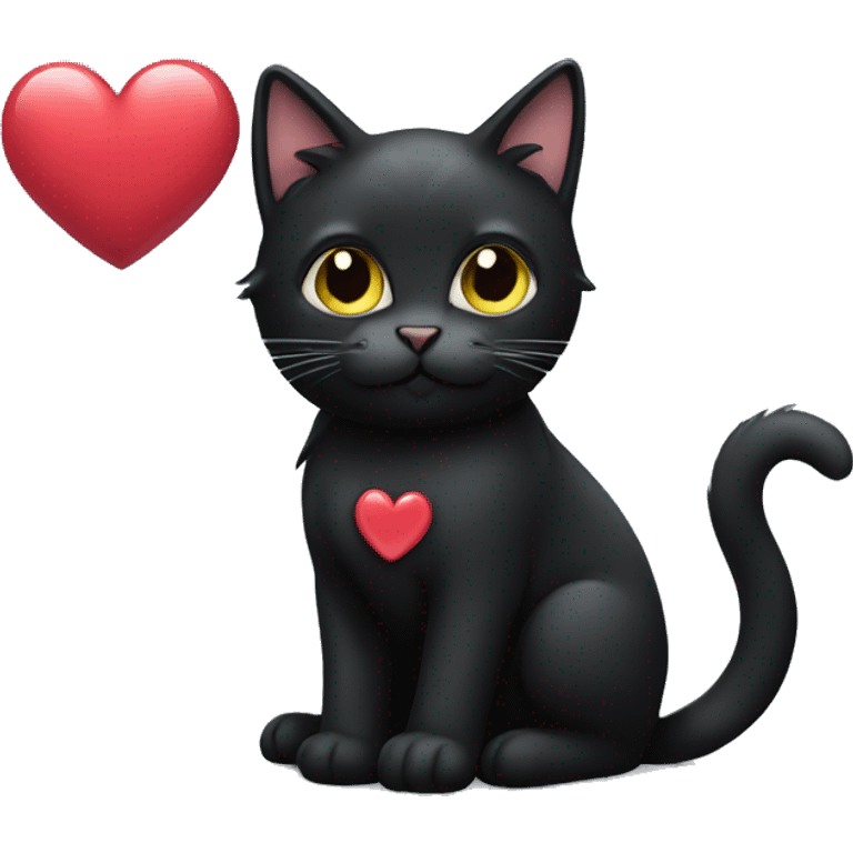 black cat with heart emoji