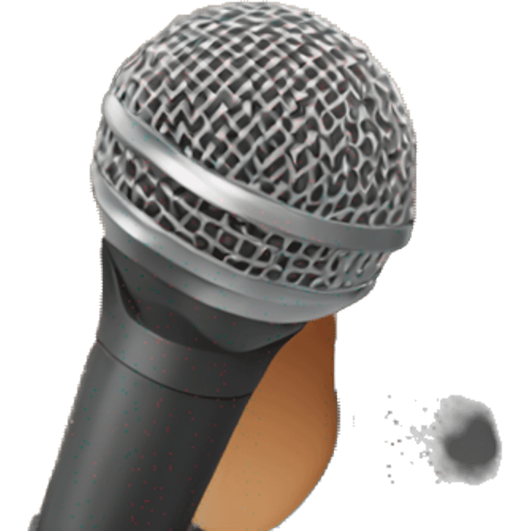 happy girl-with-long-brown-straight-hair-brown-eyes-holding microphone emoji