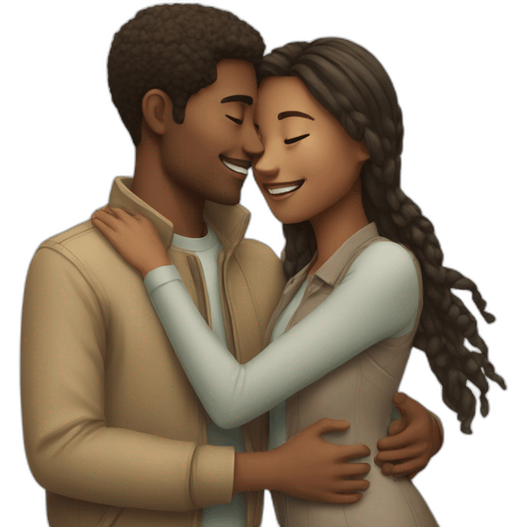 young couple feel in love emoji