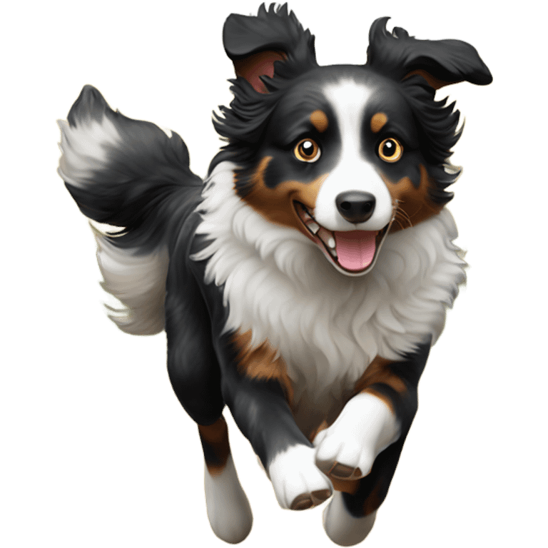 Black marble Australian shepherd running in a field emoji