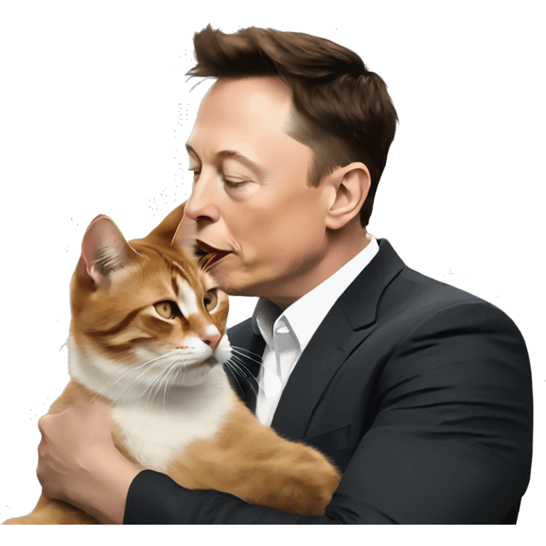 Elon musk kissing a cat emoji