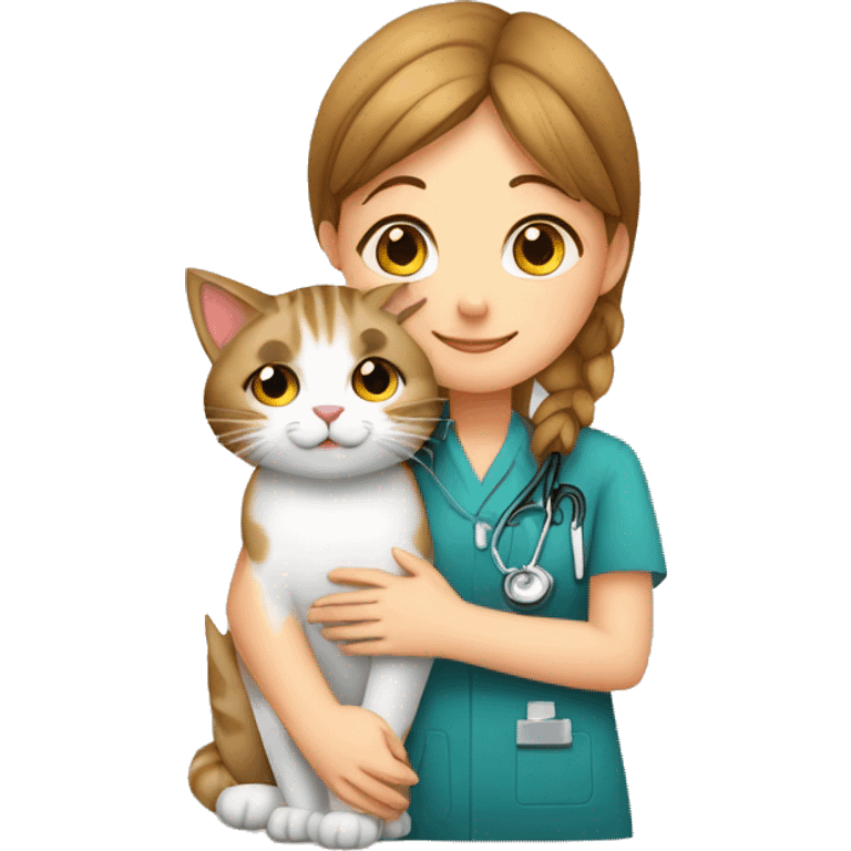 cat cuddles veterinarian girl emoji