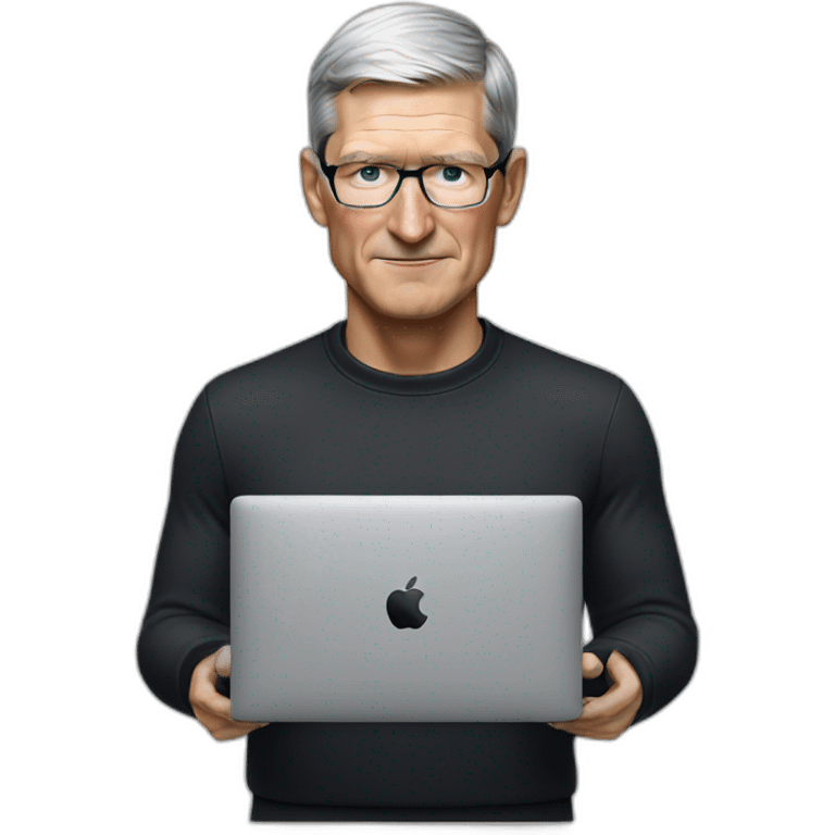 tim cook with a macbook pro emoji