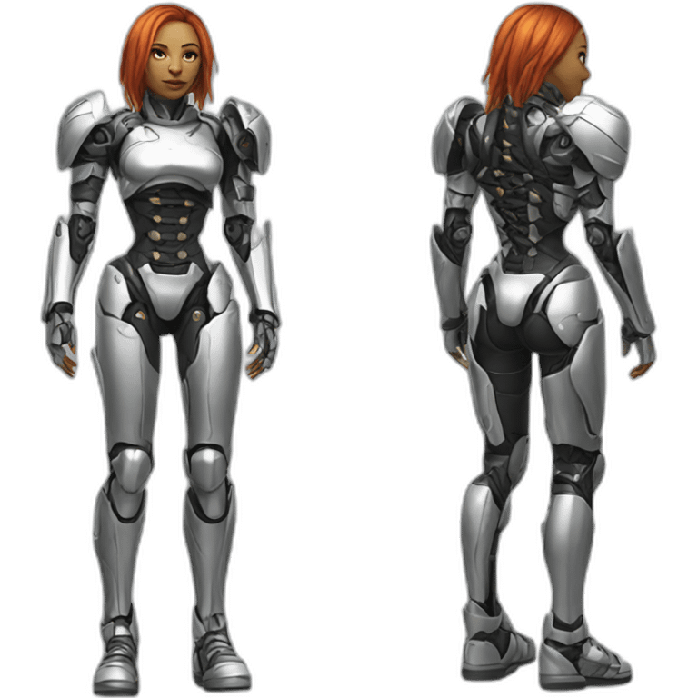 female cyborg with skin chess full body emoji