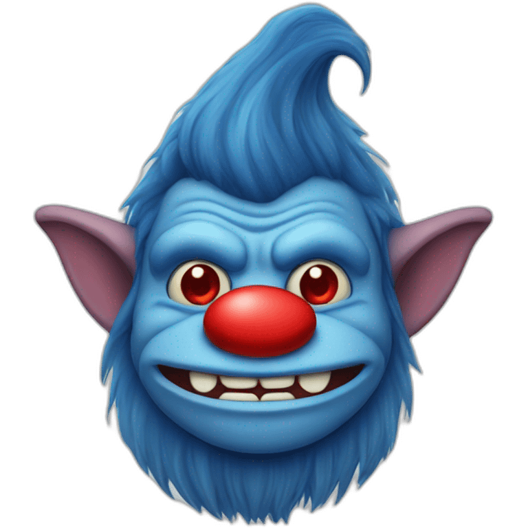 Blue troll with guant red nose  emoji