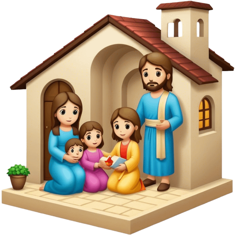 Devotional Christ with family in house emoji