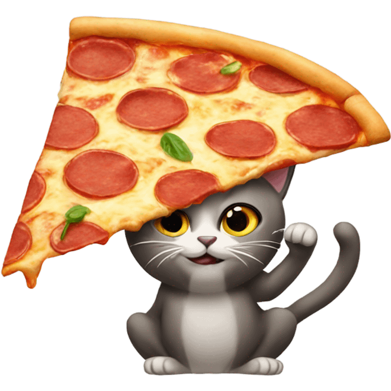 Cat eating pizza emoji