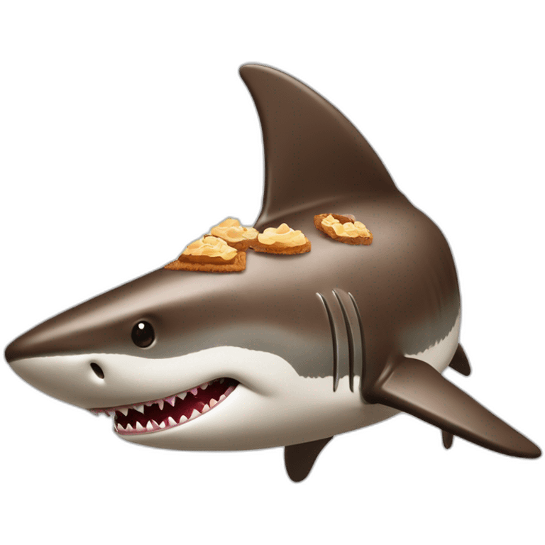 Requin qui mange un gâteau au chocolat emoji