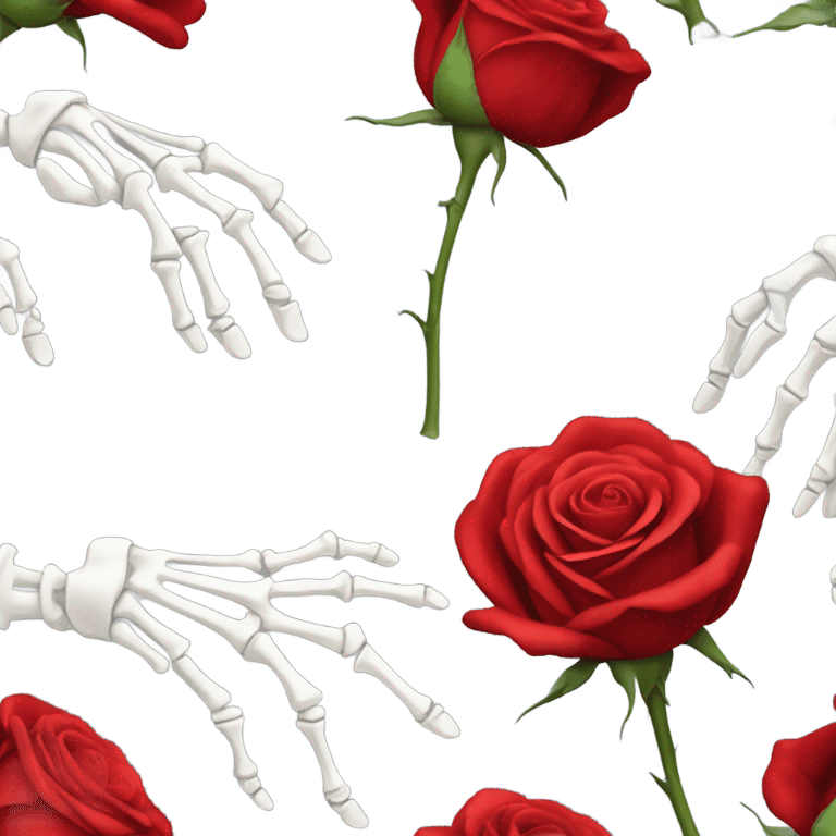 Skeleton hand holding a red rose emoji