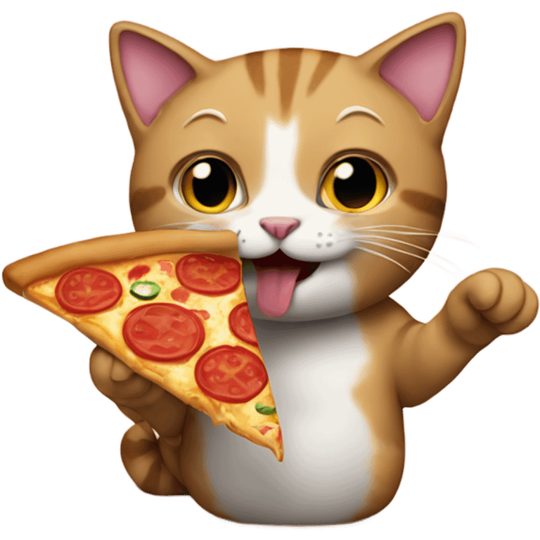 Cat eating   a pizza  emoji