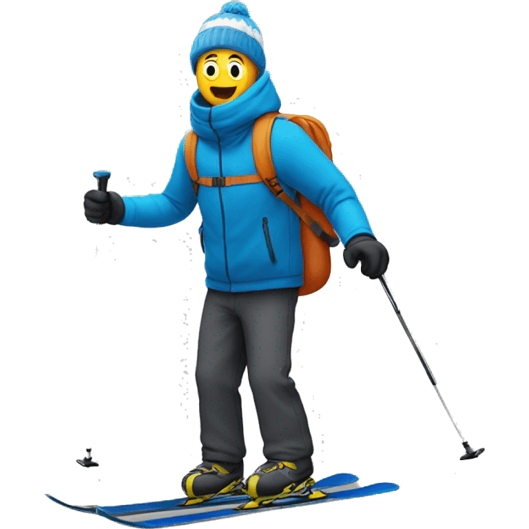 scared man with his ski made out of falmes emoji