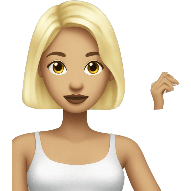 beauty woman looking in the mirror with blonde hair   emoji