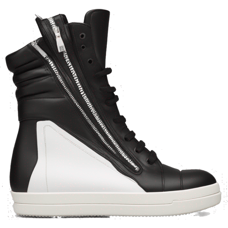 Rick owens geobasket sneaker zip hightop detailed sideprofile black white emoji