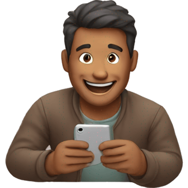 A man being happy looking in his phone  emoji